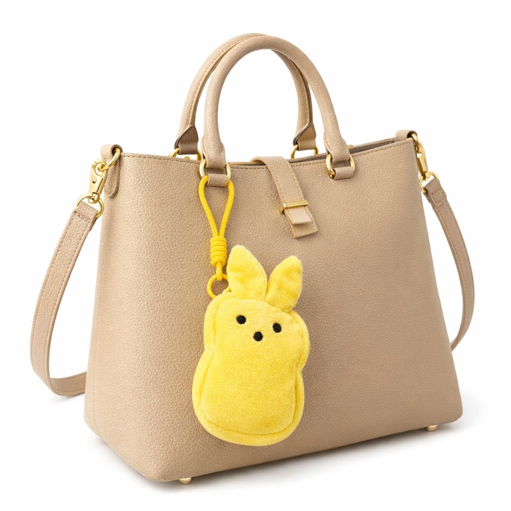 Cute Yellow Peep Bunny Bag Charm Mini Coin Purse Keychain 5.5” Plush - NEW